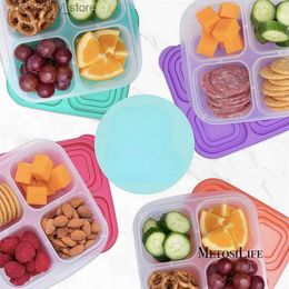 Bento Boxes Plastic Bento Snack Box Reusable 4 Compartments Leakproof Food Meal Prep Containers for SchoolWork And Travel Dishwasher Safe L49