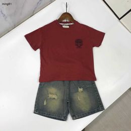 Brand baby tracksuits summer suit kids designer clothes Size 90-150 CM Front and rear logo printing boys T-shirts and denim shorts 24April