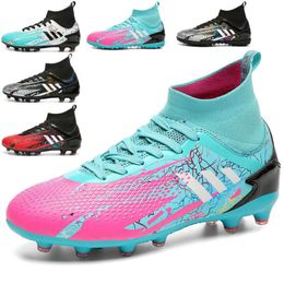 New High Top Football Boots Cleats Youth Womens Mens AG TF Soccer Shoes