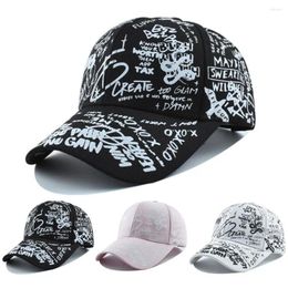 Ball Caps Long Brimmed Baseball Cap Fashion Graffiti Print Versatile Sun Hat Adjustable Sports Outdoor