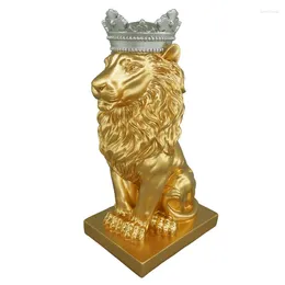 Decorative Figurines Modern Resin Animal Statue Golden Crown Black Lion Figurine For Home Decoration Accessories Living Room Desk Decor