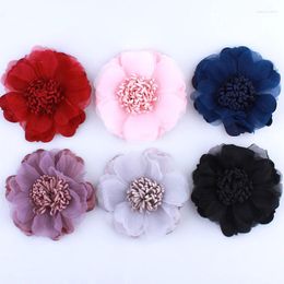 Decorative Flowers 100Pcs 9cm 3.5inch Tulle Silk Artificial Fabric Tissue Stamen For Wedding Dress Hats Shoes Decoration Hair