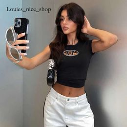 Diesel Tank Top 24ss Top Quality Womens Designer T-shirt Slim Fit Crop Top D Embroidery Short Open Umbilical Tee Small Street Hot Girls Versatile Clothing 288