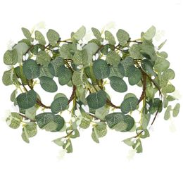 Decorative Flowers 2Pcs Citronella Candles Eucalyptus Wreath Artificial Ring For Home Spring Summer Christmas Decorations The Table
