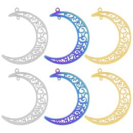 5pcs Vintage Creative Hollow Moon Charms Stainless Steel Moon Pendant for Jewellery Making DIY Necklace Handmade Craft Accessories 240408