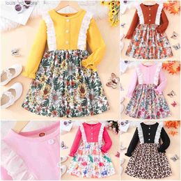 Girl's Dresses 2024 New Dress Kids Girls Clothes Spring and Summer Long Sleeve Lace Print Cute Party Baby Girl Princess Dresses 2 3 4 5 6 Years T240415