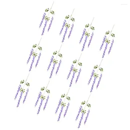 Decorative Flowers 12 Pcs Artificial Plants Outdoors Wisteria Flower Branch Fake Hanging Wedding Simulated Purple Decoration Aesthetic