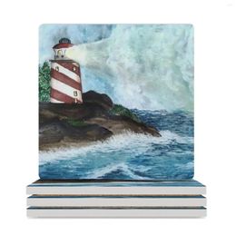 Table Mats Lighthouse Sea Ocean Landscape Ceramic Coasters (Square) For Drinks Aesthetic Cup Tea Mug Mat Creative