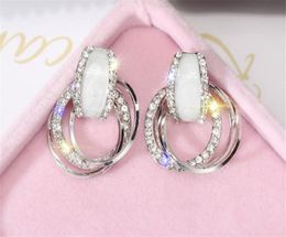 S925 silver needle atmosphere sets ring of ring of geometry of diamond earring female temperament contracted individual character 4129558