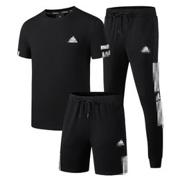 2024 Summer Popular Men's T-shirt+Shorts Pants 3 Pieces Set Men's Sports Set Printed Leisure Fashion Short Sleeve T-shirt Set Men's Jogging Set