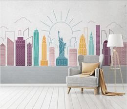 Wallpapers Nordic Modern Minimalist Colour City Building Silhouette Background Wall Decorated With 3D Mural Wallpaper