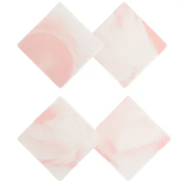 Pillow 4 Pcs Marble Slate Coasters Delicate Cup Tabletop Seal 9x9cm Mat Anti-skid Pink Ceramics Decorative Wear-resistant