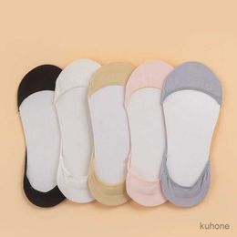 Socks Hosiery Socks womens Cotton Invisible Summer Thin Breathable Soft Silicone Non-Slip Fashion For High Heels Boat Socks Sole Socks 5 Pair