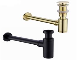 Brass Bathroom Basin Sink Tap Bottle Trap Drain Kit Waste TRAP Pop Drain Deodorization Brushed GoldBlackBronzeChrome4103678