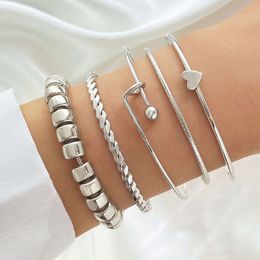 Personalised and Trendy Layering Style Elastic Rope Bracelet, Creative Heart-shaped Bracelet Set Combination