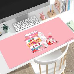 Mouse Pads Wrist Rests Mouse Pad Gamer Kawaii Strawberry Milk XL Custom HD New Mousepad XXL MousePads Soft Office Natural Rubber Laptop Table Mat