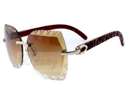 Fashion engraving lens high quality sunglasses 8300593 natural birch hand carved tiger pattern mirror legs sunglasses size 6012403881