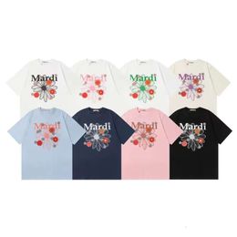 Korean China Chic Brand Mari Classic Flower Small Daisy Gold Gaoyin Same Round Neck Printed Short Sleeve T Shirt For Men And Women