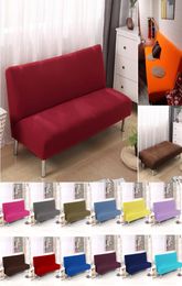 solid Colour folding sofa bed cover sofa covers spandex stretch elastic material double seat cover slipcovers for living room 201114588023