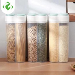 Storage Bottles Kitchen Whole Grains Tank Sealed Box Compartment Transparent Food Household Accessories GY