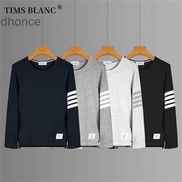 Spring and Autumn Trendy Brand Tb Classic Cotton Long Sleeved T-shirt with Four Bars Korean Edition Couples 2113-l