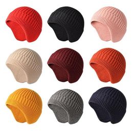 Beanies Fashion Warm Knit Hat With Ear Flap Winter For Men Women Skull Caps Outdoor Working Sports Cycling5199300