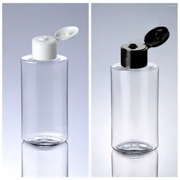 Storage Bottles Product 120cc Empty Cosmetic Container PET Plastic Bottle Flat Shower Cream With Flip Cover