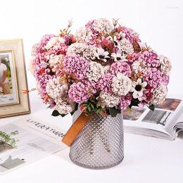Decorative Flowers Artificial Daisy Silk Hydrangea Vase Home Decor Christmas DIY Wedding Bridal Bouquet Fake