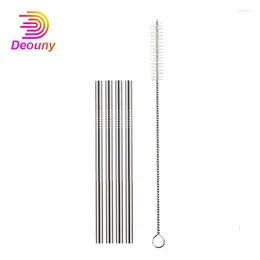 Drinking Straws DEOUNY 4PCS Short Metal For Cocktail Glasses Reusable Cocktai Stainless Steel With Cleaning Brushes Kids Party