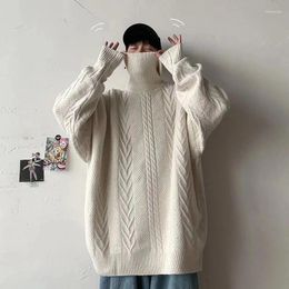 Men's Sweaters Cotton Turtleneck Ribbed Knit Winter Long Sleeve Sweater Street Fashion Loose Casual Harajuku Simple Men Korean Luxury