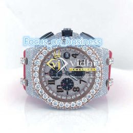 Big Face Full Custom Luxury Band Hip Hop Diamond VVS Moissanite Mechanical Automatic Sports Watches For Men