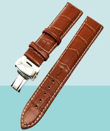 High Quality 18mm 20mm 22mm Black Brown Leather Watch Band Wristwatch Strap Replacement Bracelet Spring Bars Push Button Hidden Cl9807784