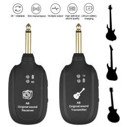 Pegs UHF Guitar Wireless System Transmitter Receiver Builtin Battery Max 50M Original Sound Transmission Range For Guitar Bass