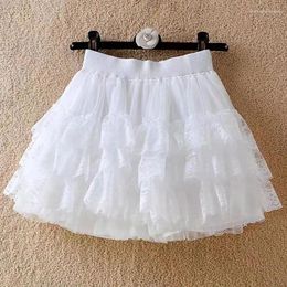 Skirts Harajuku Sweet Lace Shorts Y2k Japanese Lolita Tutu Dancing Kawaii Women Multi-Layer Mesh Cake Skirt