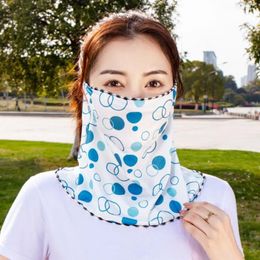 Scarves Floral Silk Mask Thin Cycling Face Cover UV Protection Neck Wrap Gini Printed