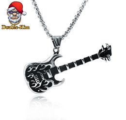 Vintage Guitar Necklace HipHop Rock Street Culture Titanium Stainless Steel Classic Chain Necklace Fashion Man Exquisite Gift1522533