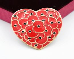Red Heart Pretty Flower Pins Brooch Memorial Day Brooch Royal British Legion Flower Pins Badge 1731 T24024786