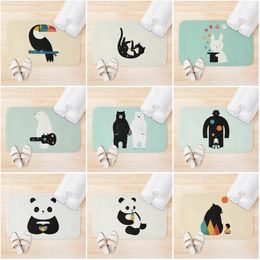 Bath Mats Anti-slip Mat Bathroom Small Rug Shower Animal Panda Decorative Absorbent Foot Room Bathtub Toilet Colour