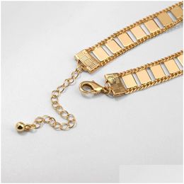 Chain Link Bracelets Tarcliy Trendy Geometric Metal Square Sequin Bracelet Simple Temperament Copper Ladies Fashion Party Jewellery Gift Dhmax
