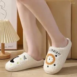 Carpets Moon Clock House Slippers Indoor Shoes Non Slip Sole Plush Winter For Outdoor