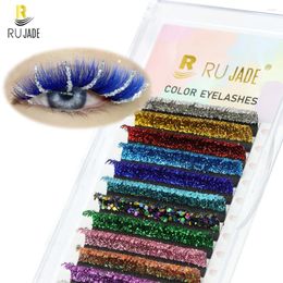 False Eyelashes Shiny Colourful Glitter Eyelash Extension Russian Volume Individual Lashes Mix Colour Christmas Cosplay Party