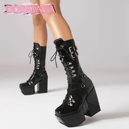 Boots Punk Gothic Women Motorcycle Buckle High Heeled Platform Shoes Lace Up Zip Fashion Cool Designer Winter Sales