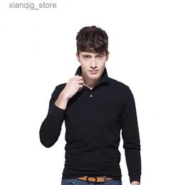 Men's Polos new high-quality cotton mens fashion loose Mens casual crocodile POLO shirt long sleeve plus size lapel shirt L49