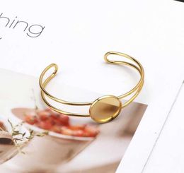 Brass Bezel Tray Blank Cuff Bracelet with 20mm Round Cabochon Jewelry Making Q07194576090