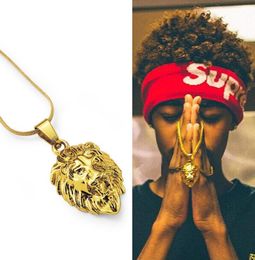 Men Lion Head Pendant Hip Hop Necklaces for 18k Gold Plated 60cm Long Chain Fashion Jewellery Design7742216