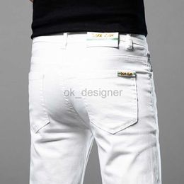 Designer maschile designer di fascia alta primavera ed estate nuovi jeans bianchi elastic slim fit pantaloni a gamba da uomo pantaloni lunghi