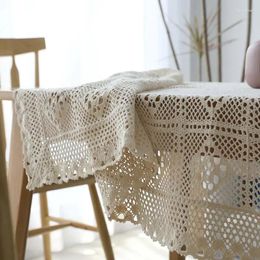 Table Cloth Lace Tablecloth Shabby Chic Vintage Crocheted Rural Cover Handmade Cotton