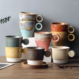 Cups Saucers 200ML Creative Ceramic Saucercups And Saucer SetsPainted Porcelain Tea Spoon Classic Mugs Set Gift