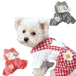 Dog Apparel Cute Jumpsuit Pajamas Pet Clothes Bubble Sleeve Shirt Plaid Pants Overalls Pyjamas For Small Dogs York Puppy Pijamas