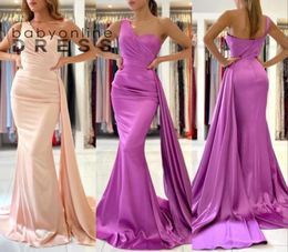 Sexy One Shoulder Mermaid Evening Dresses Pleats Peplum Long Party Occasion Prom Gowns Bridemsaid Dress Wears BC98502027406